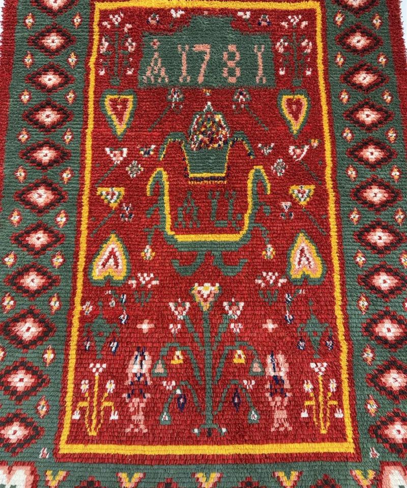 Käsinkudottu ryijymatto 142x198