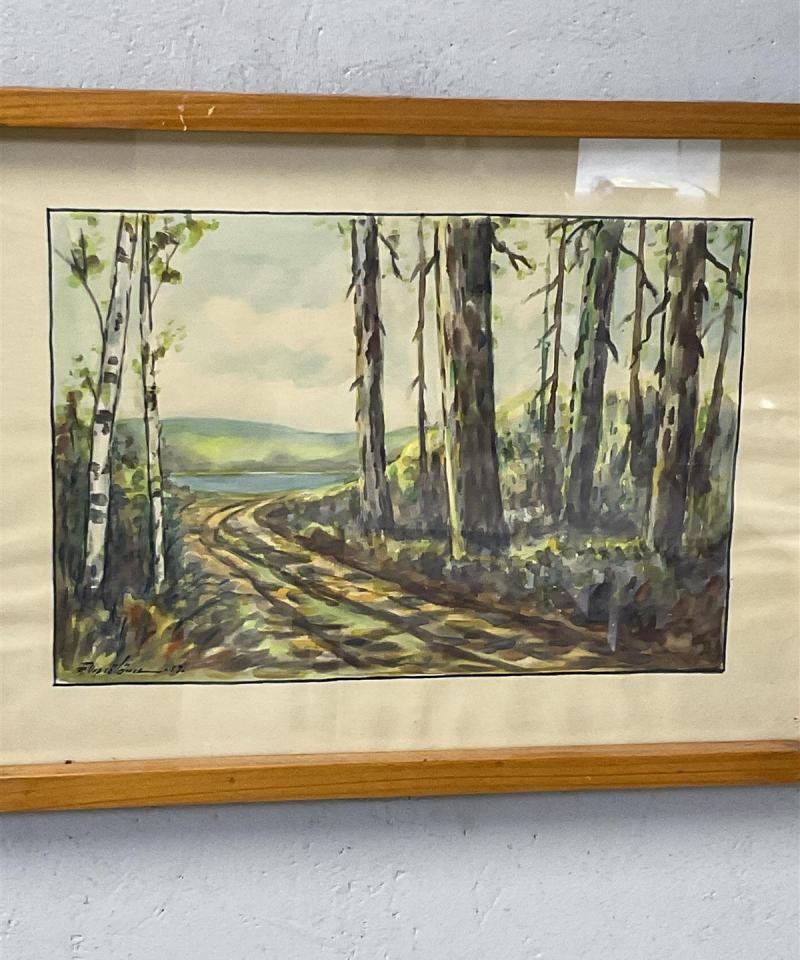 Taulu ”Metsätie” vesivärimaalaus, R Vepsäläinen -57