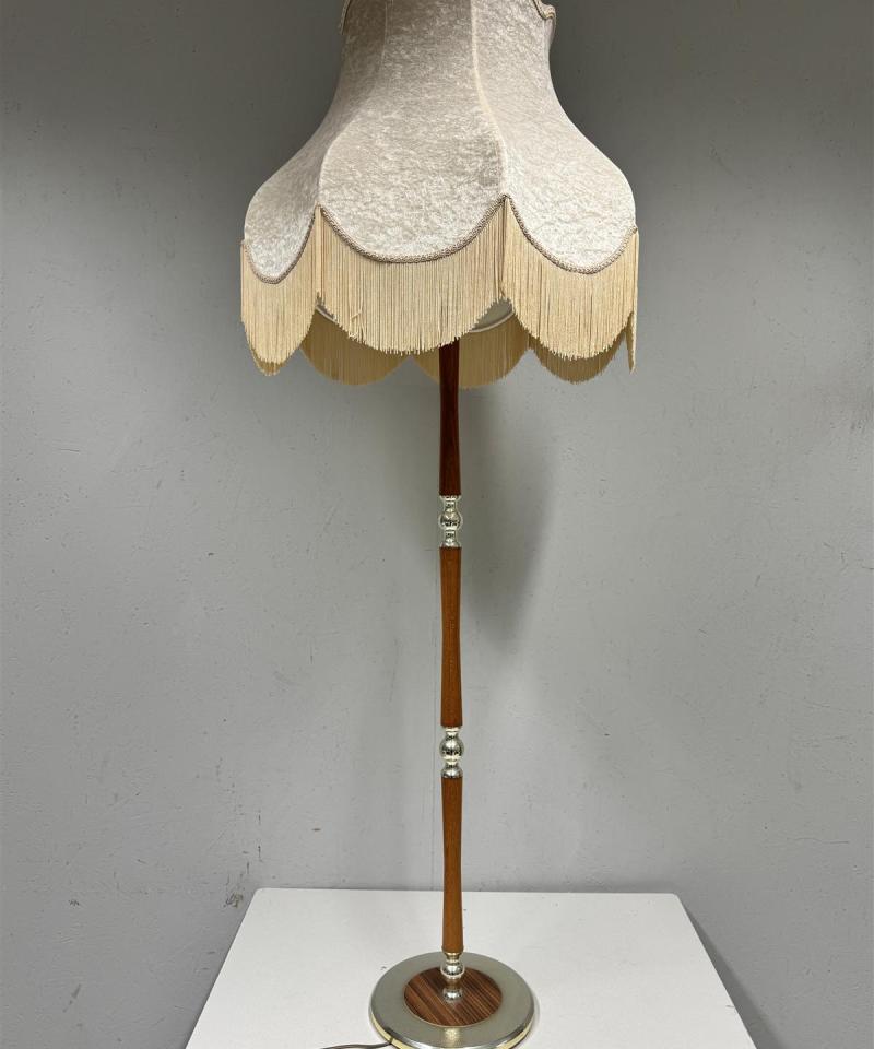 Vintage 70-luku lattiavalaisin puu ja metalli