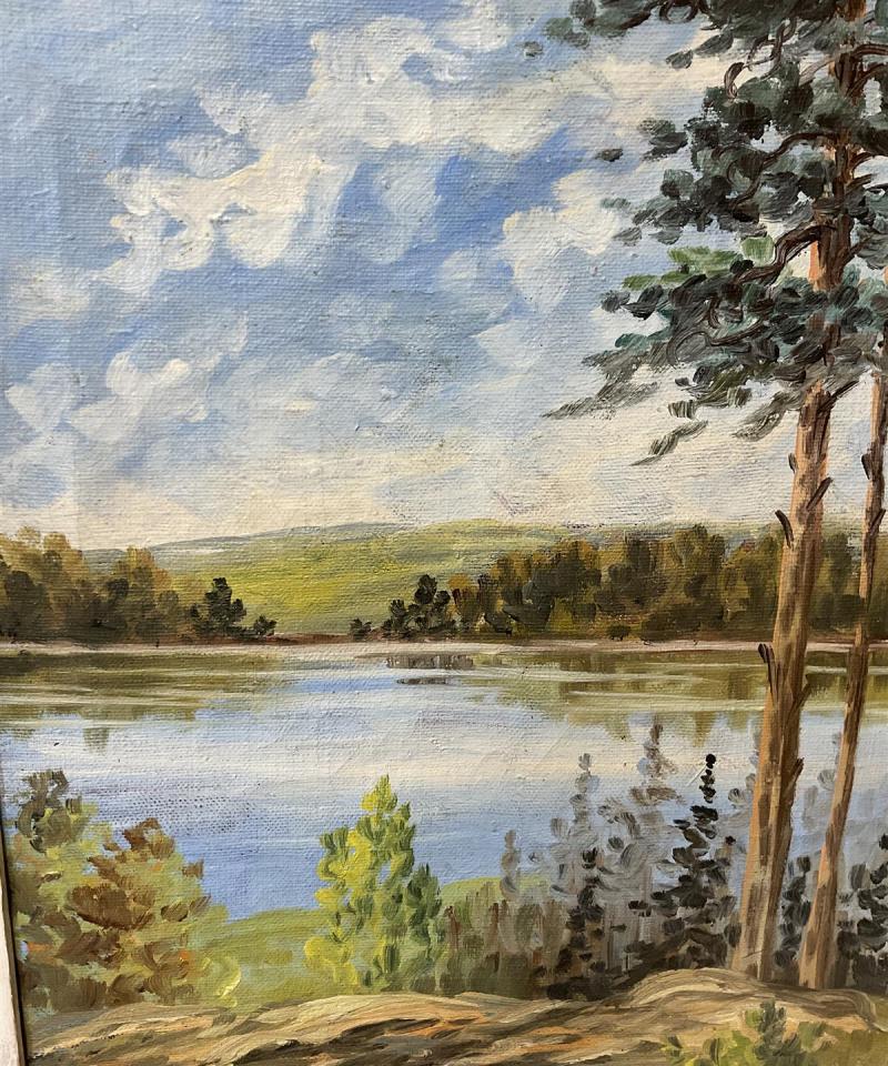 Taulu ”Järvimaisema” öljyväri, P Paavola