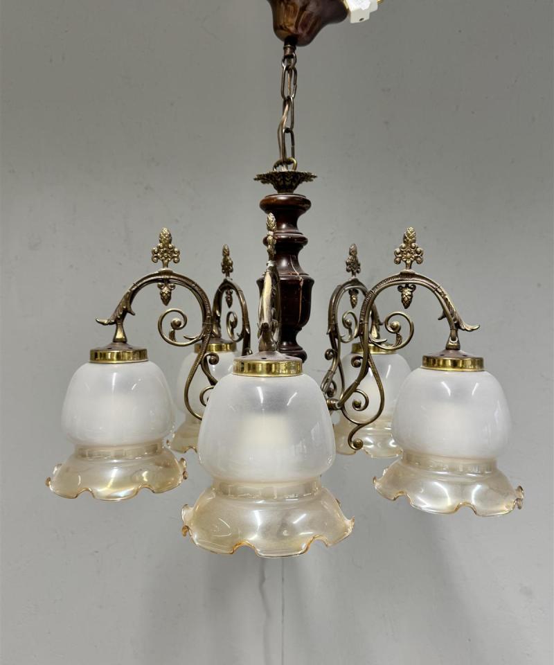 Vintage rokokoo kattokruunu 5 kupua