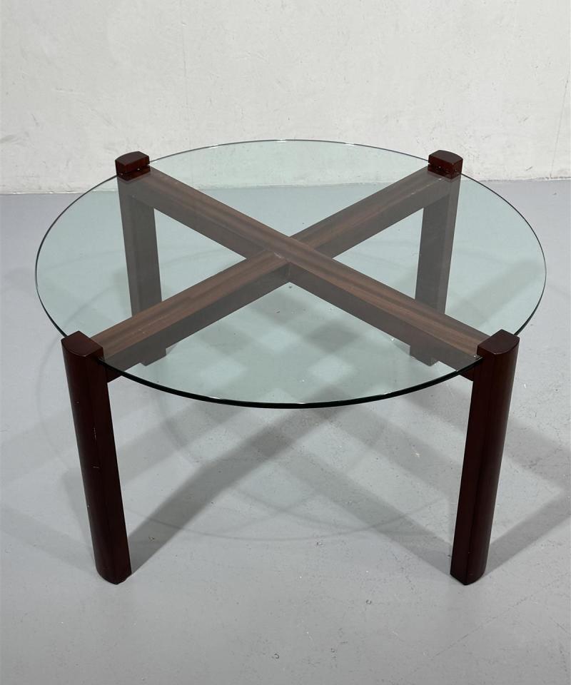 Vintage sohvapöytä 100cm lasitasolla