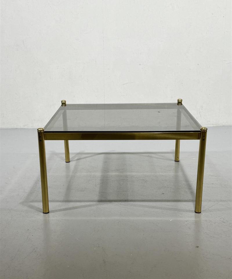 Vintage 70-luku sohvapöytä lasi ja messinki
