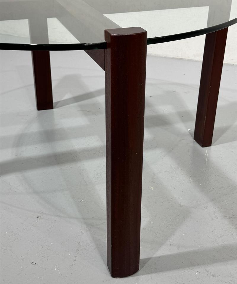 Vintage sohvapöytä 100cm lasitasolla