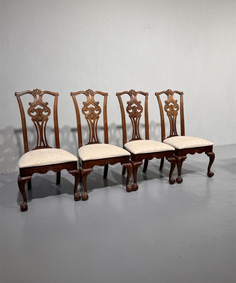 Chippendale tuolit puu, ruskeat (4 kpl)