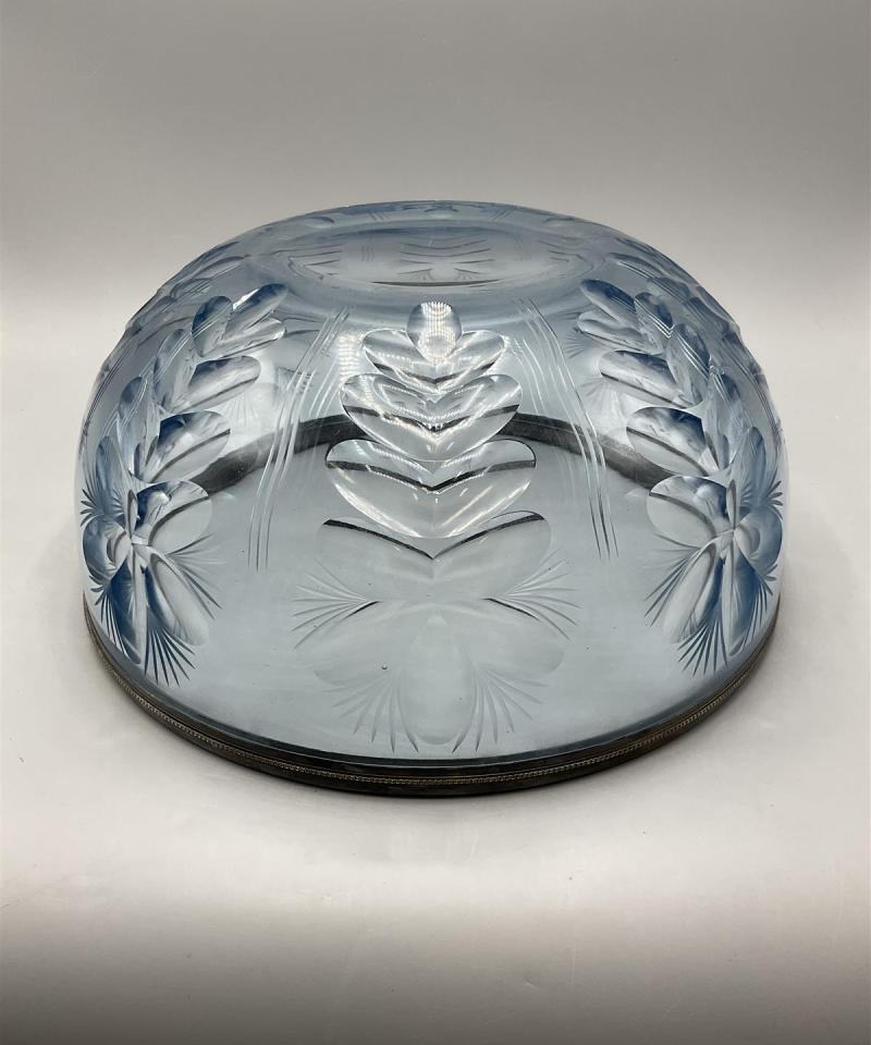 Lasikulho, sininen metallipannalla