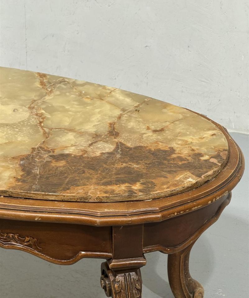 Vintage rokokoo sohvapöytä marmori ruskea
