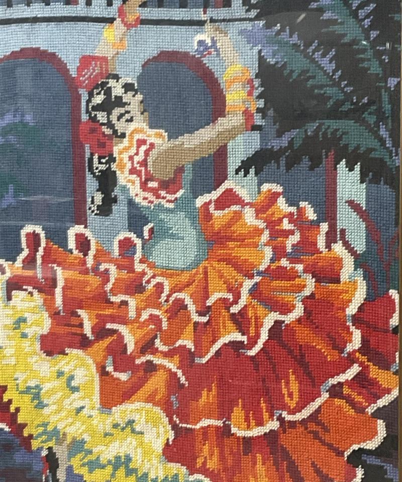 Käsityö flamencoaiheinen ristipistotyö