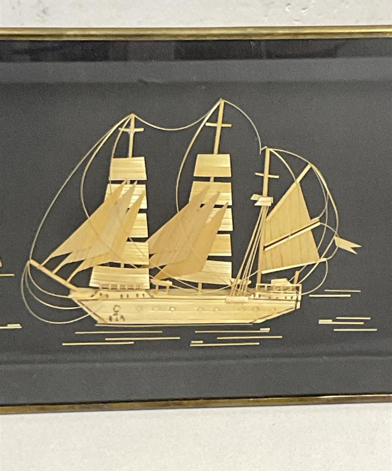 Vintage koristeellinen olkipaneelilaiva