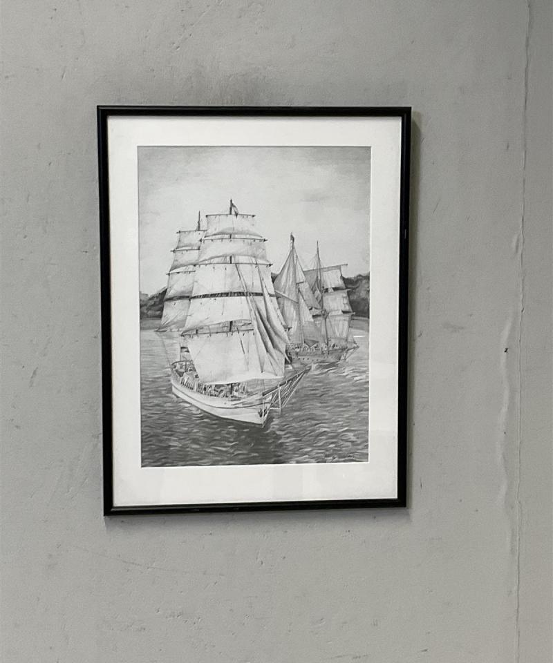 Piirros purjelaivoista