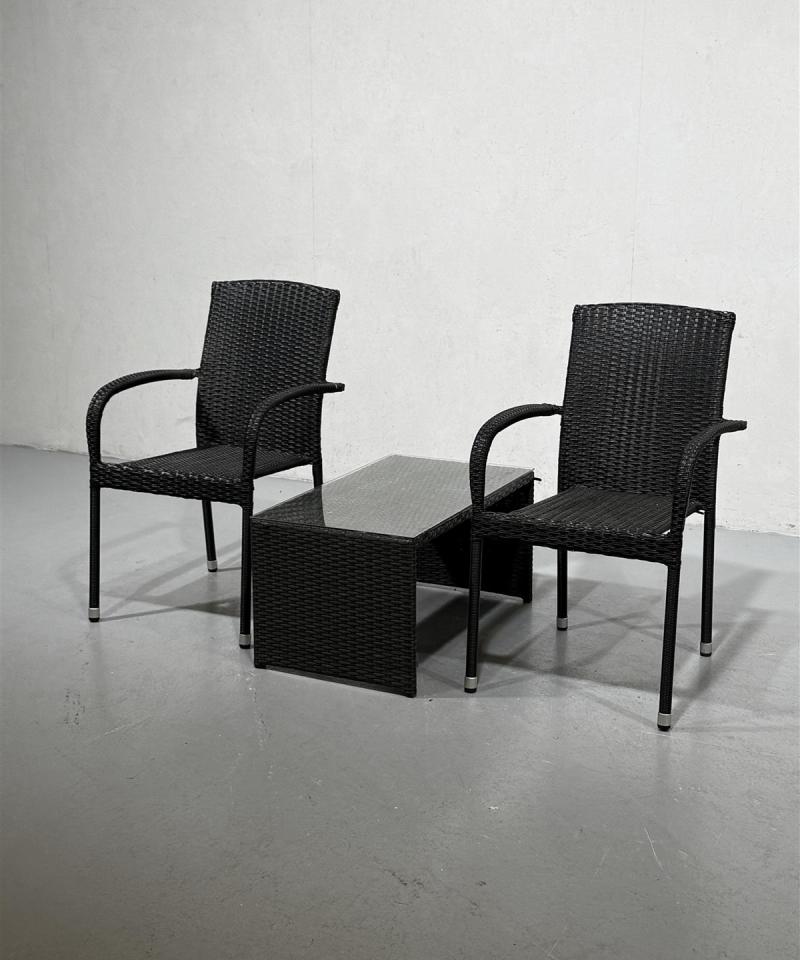 Polyrottinkinen puutarhakalustesetti (3 kpl)