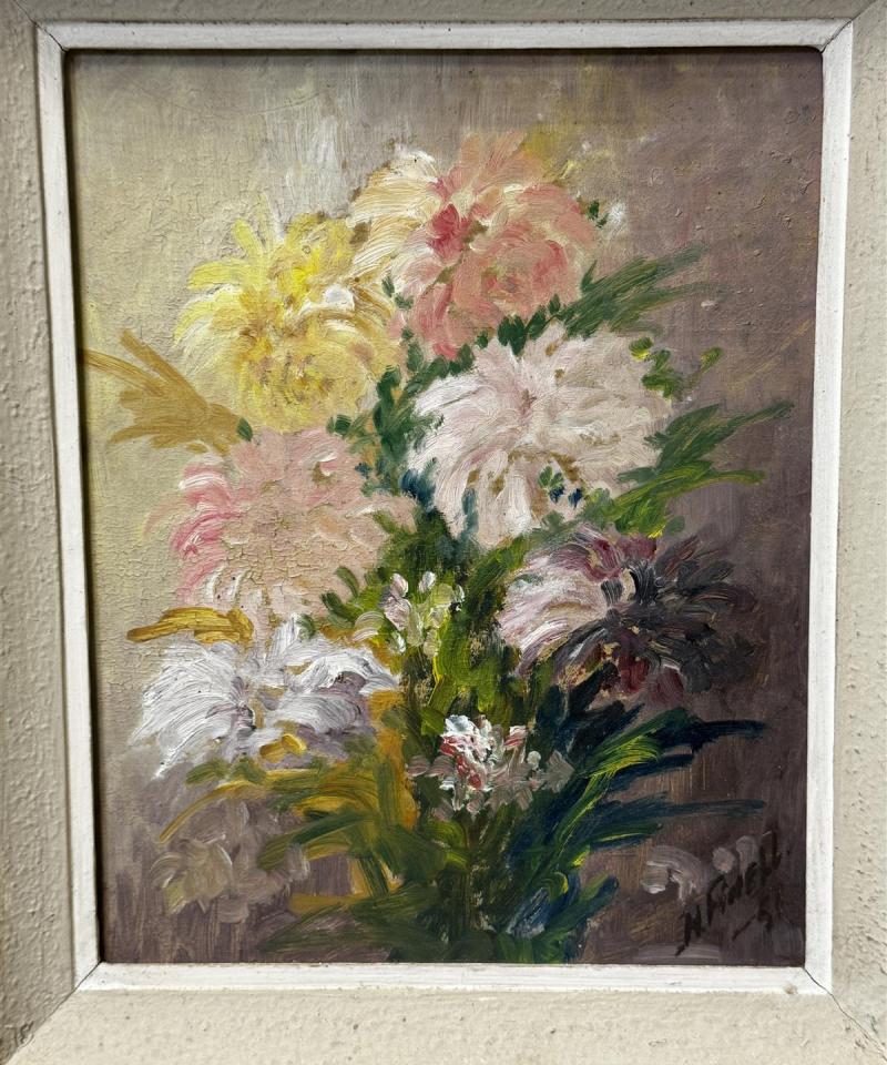 Taulu öljyvärimaalaus kukka-asetelma H Finell