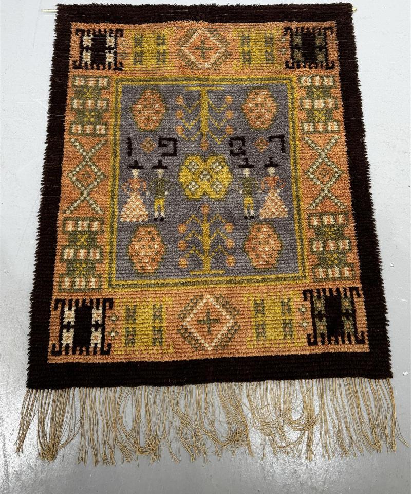 Vintage Saarijärven ryijy ruskea