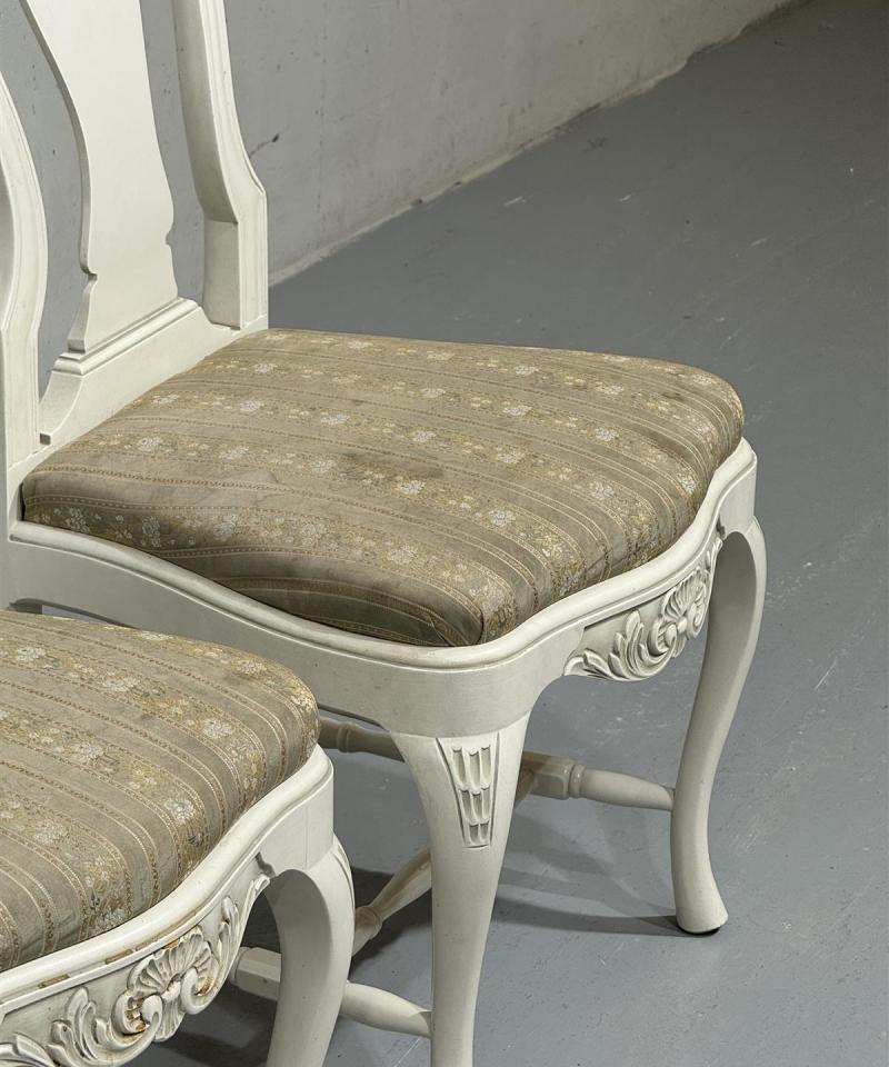 Talonpoikaisrokokoo tuolit, valkoiset (5 kpl)