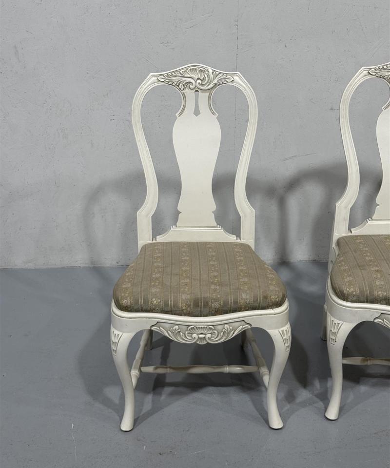 Talonpoikaisrokokoo tuolit, valkoiset (5 kpl)