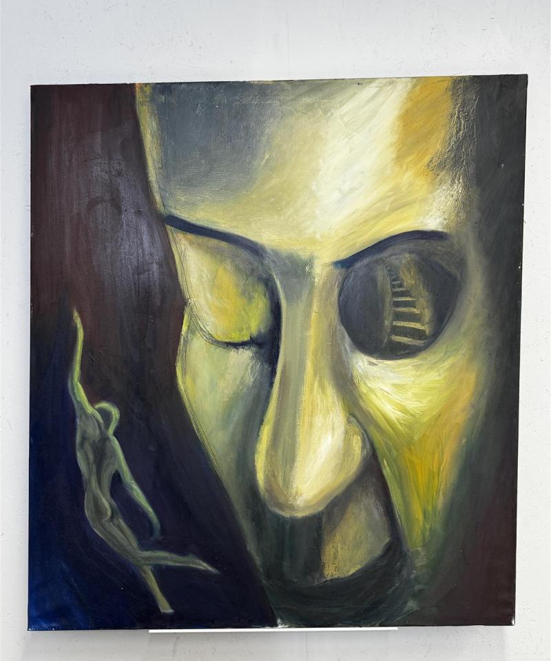 Taulu öljyvärimaalaus surrealistiset kasvot ei signeerausta