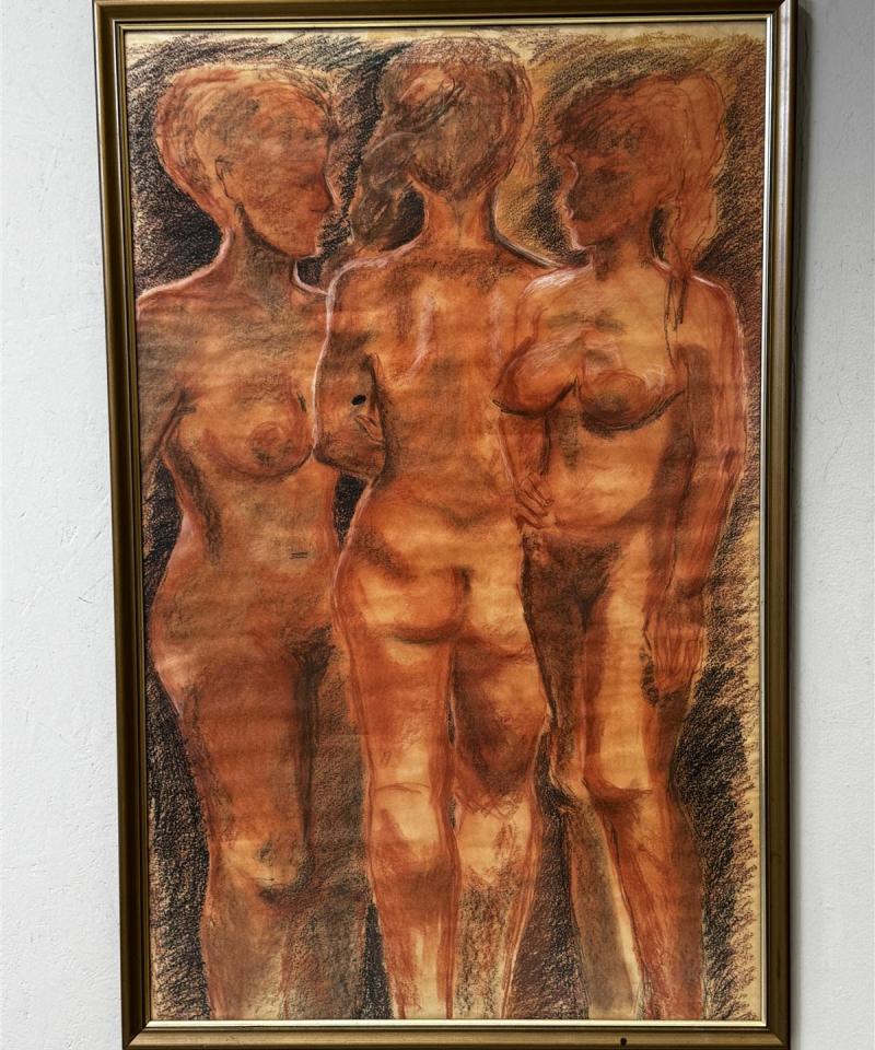 Taulu Kolme naista pastelli