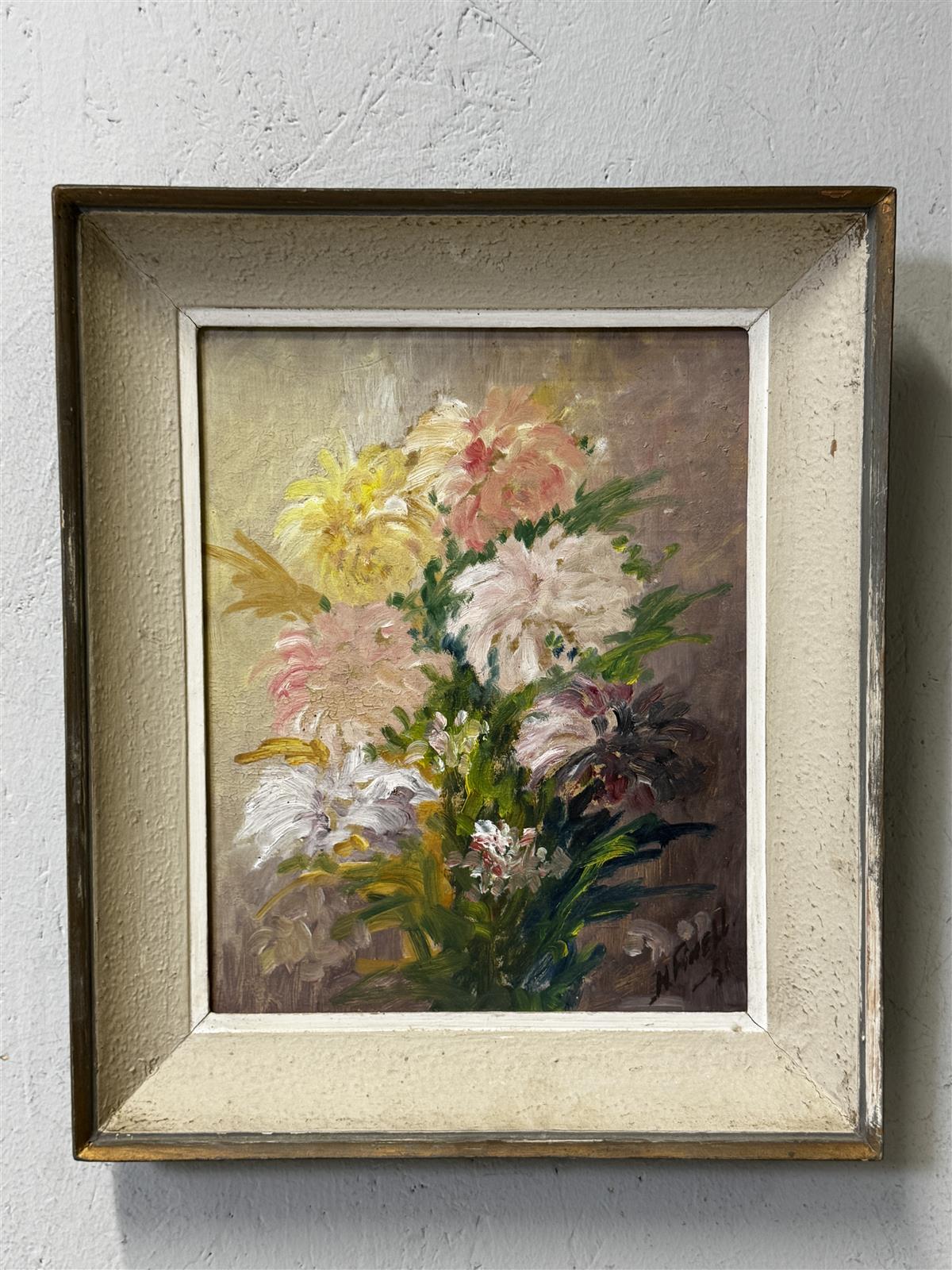 Taulu öljyvärimaalaus kukka-asetelma H Finell