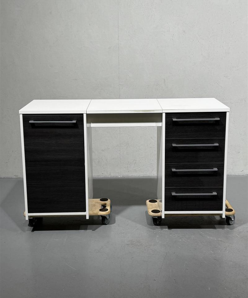 Moderni työpöytä 130x50 peilillä antrasiitti