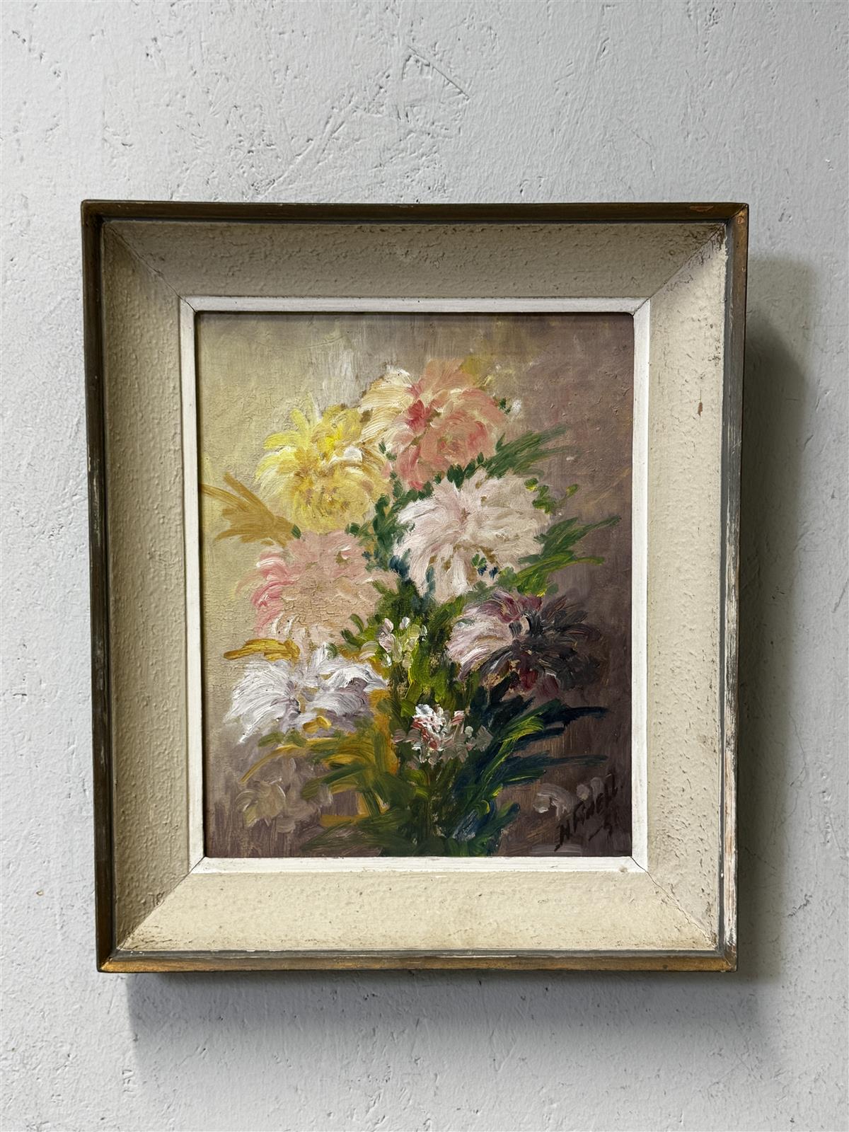 Taulu öljyvärimaalaus kukka-asetelma H Finell