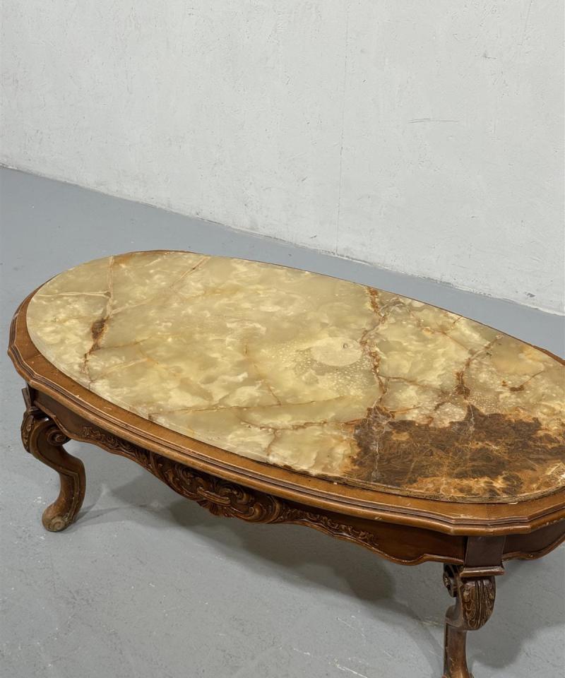 Vintage rokokoo sohvapöytä marmori ruskea