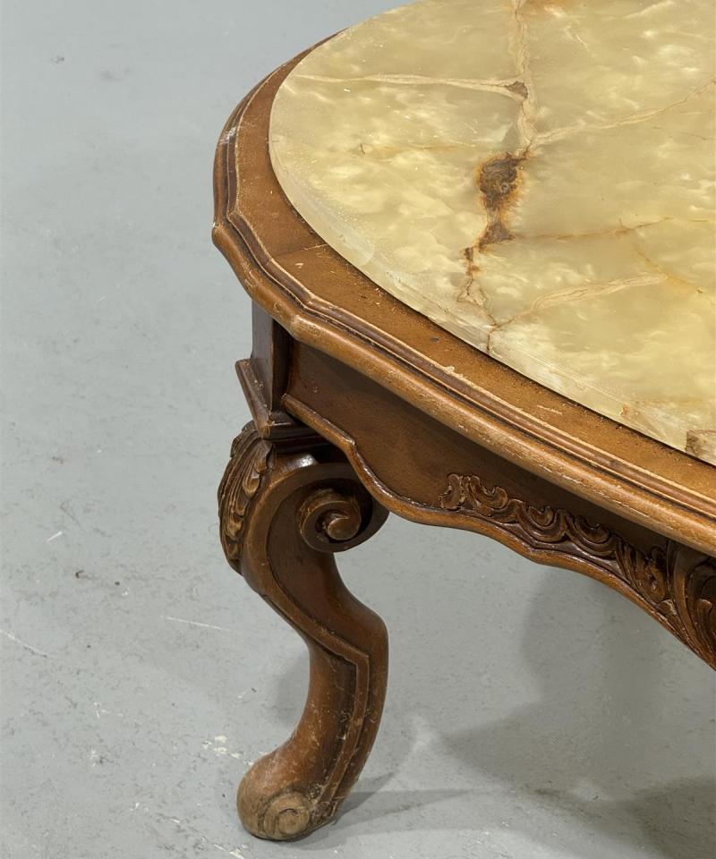 Vintage rokokoo sohvapöytä marmori ruskea
