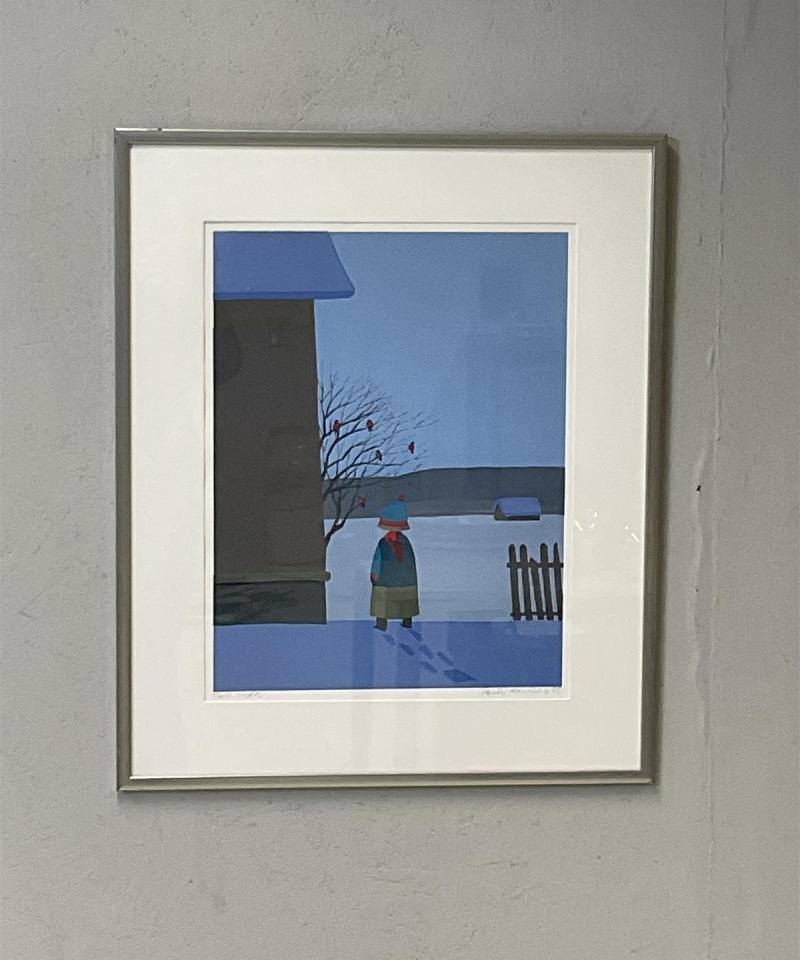 Taulu ”Punatulkkutyttö” serigrafia, Pentti Koivikko -93