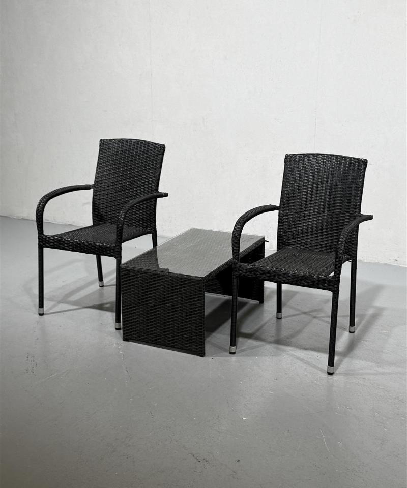 Polyrottinkinen puutarhakalustesetti (3 kpl)