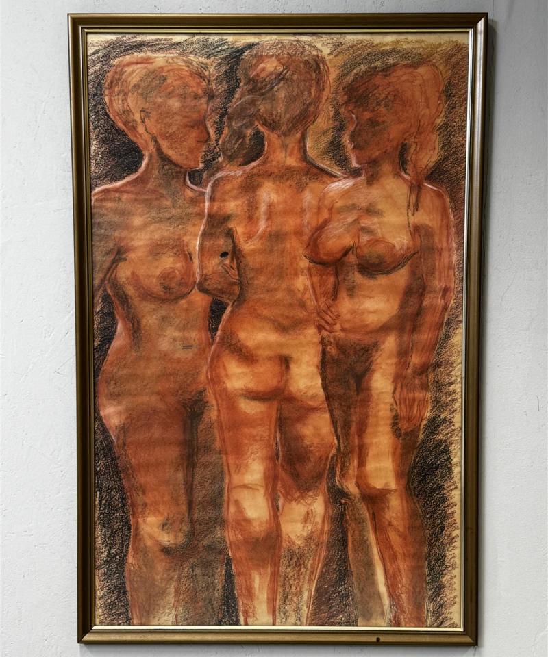 Taulu Kolme naista pastelli