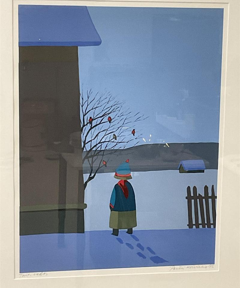 Taulu ”Punatulkkutyttö” serigrafia, Pentti Koivikko -93