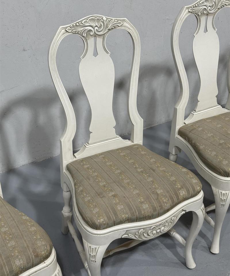 Talonpoikaisrokokoo tuolit, valkoiset (5 kpl)