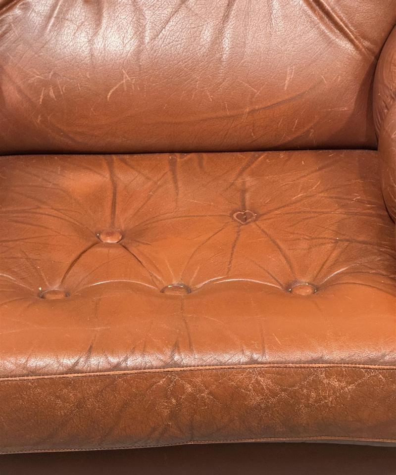 Vintage chesterfield nojatuoli nahka ruskea