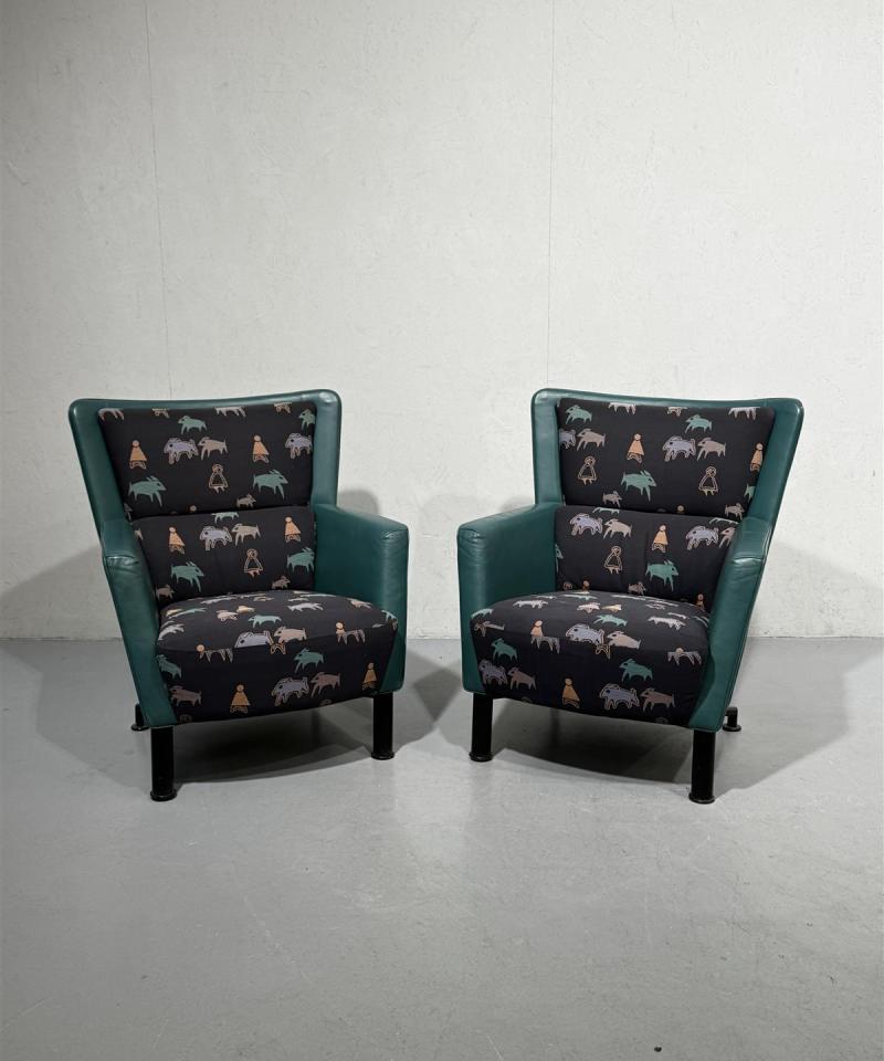 Kinnarps nojatuolit (2kpl) vihreä nahka