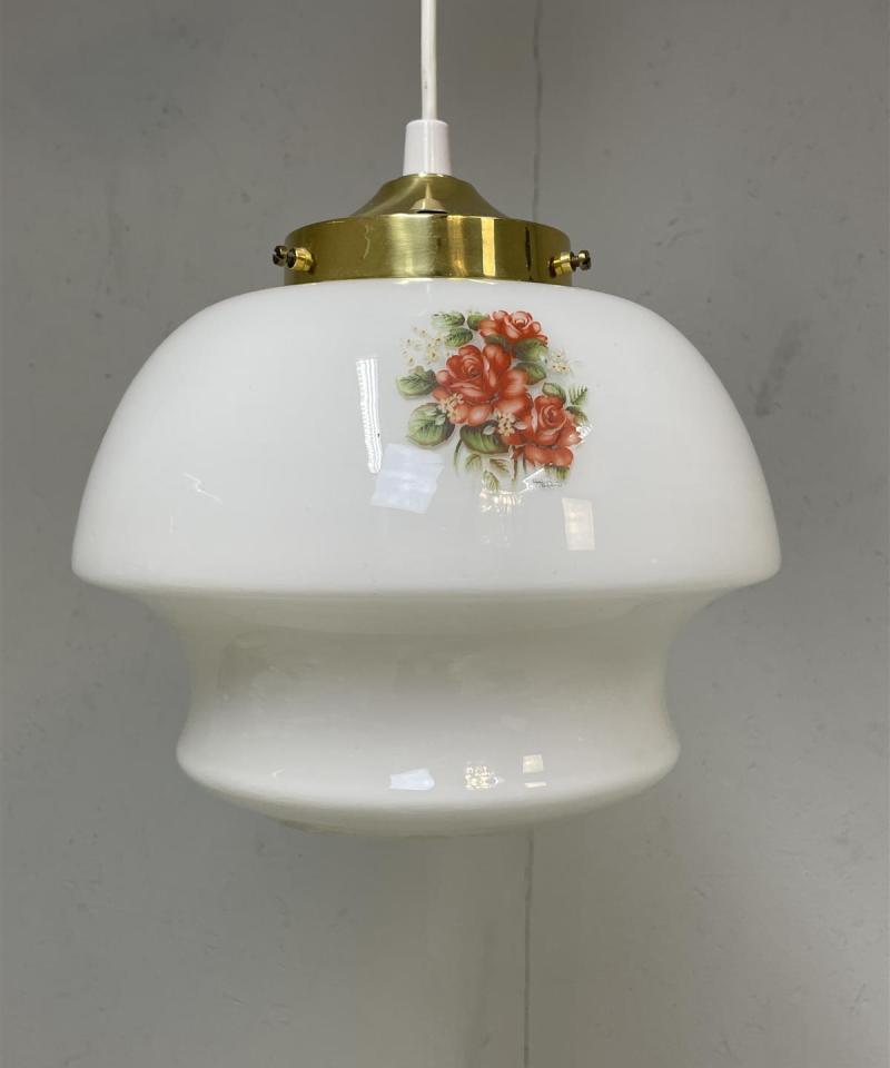 Vintage kattovalaisin lasi kukkakuvio