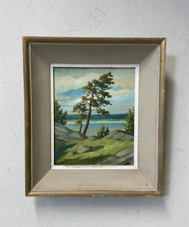 Taulu maisemamaalaus öljyväri, W Linna -48