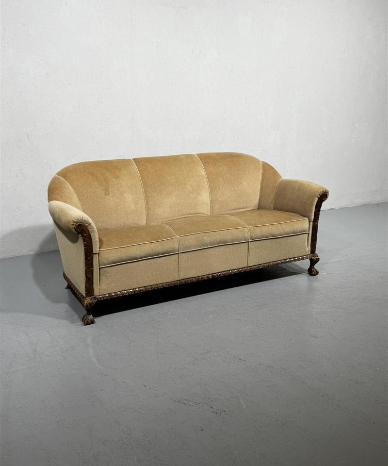 Vintage chippendale sohva, ruskea