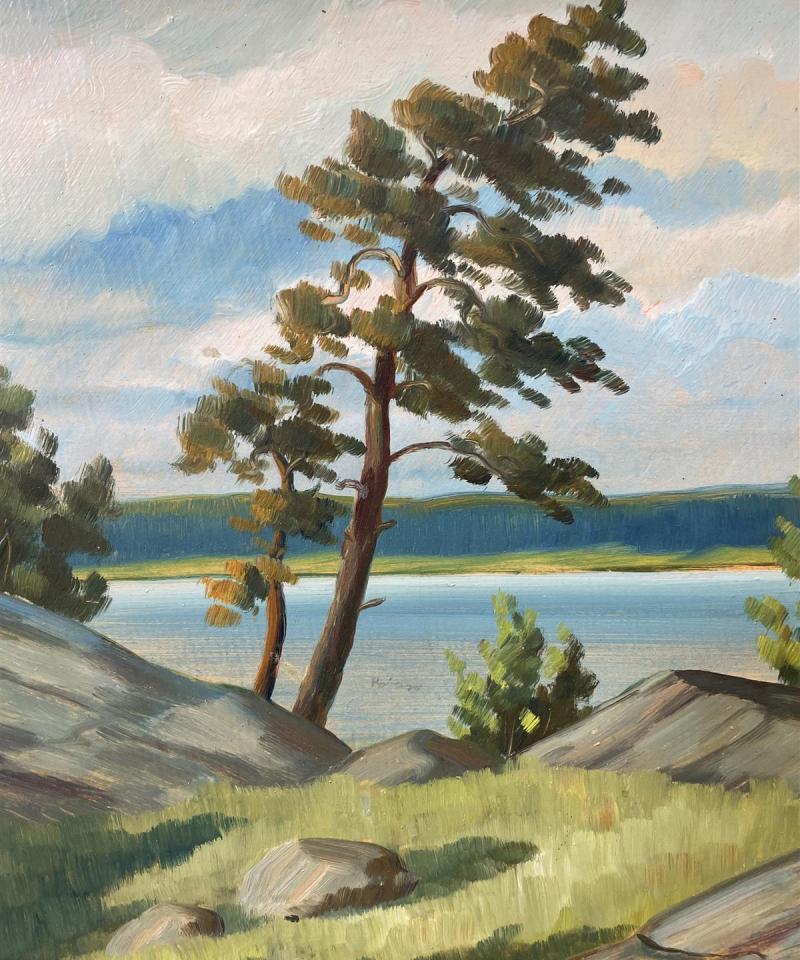 Taulu maisemamaalaus öljyväri, W Linna -48