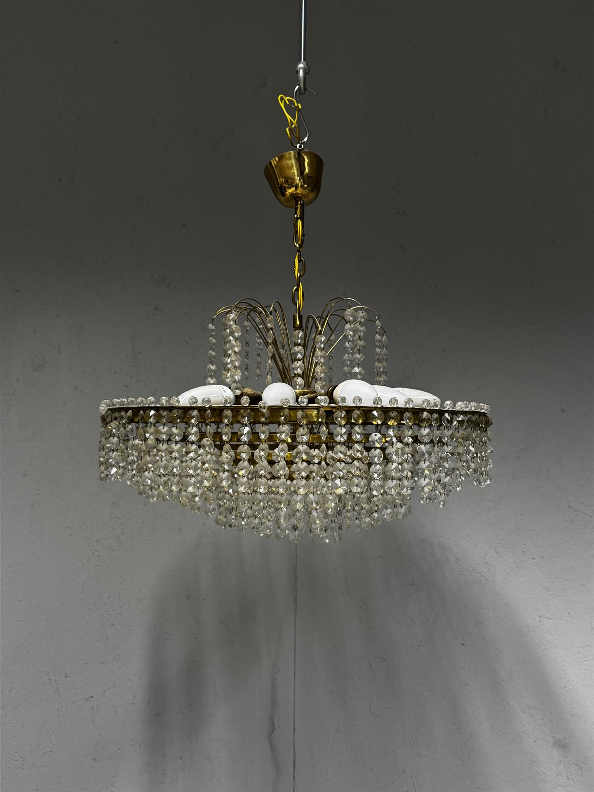 Vintage kattokruunu kristallihelmillä 52cm