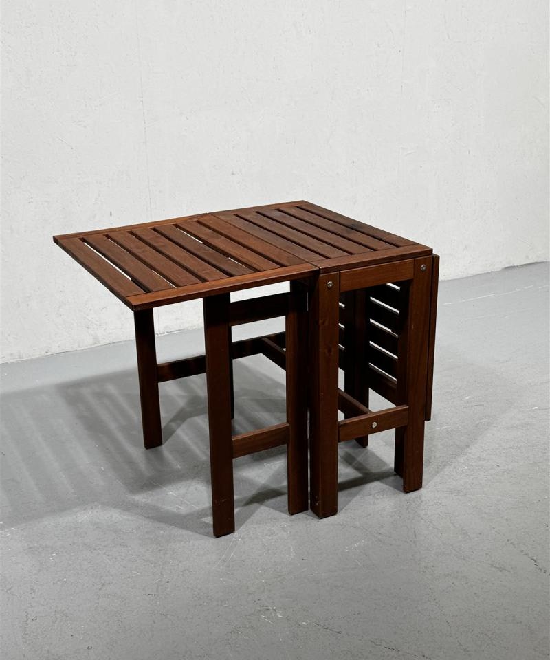 Puutarhapöytä 130x70 klaffitasoilla ruskea