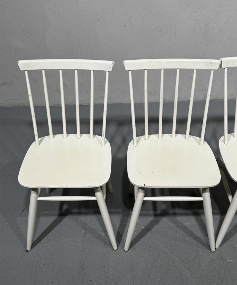 Vintage pinnatuolit 60-luku, valkoiset (4 kpl)