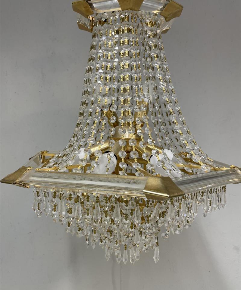 Vintage Kattokruunu kristalleilla 8-valopistettä