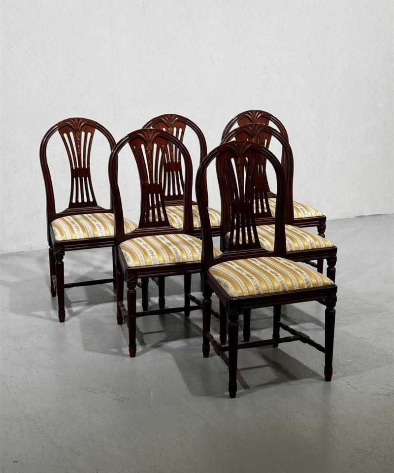 Vintage tähkäempire tuolit, ruskeat (6 kpl)