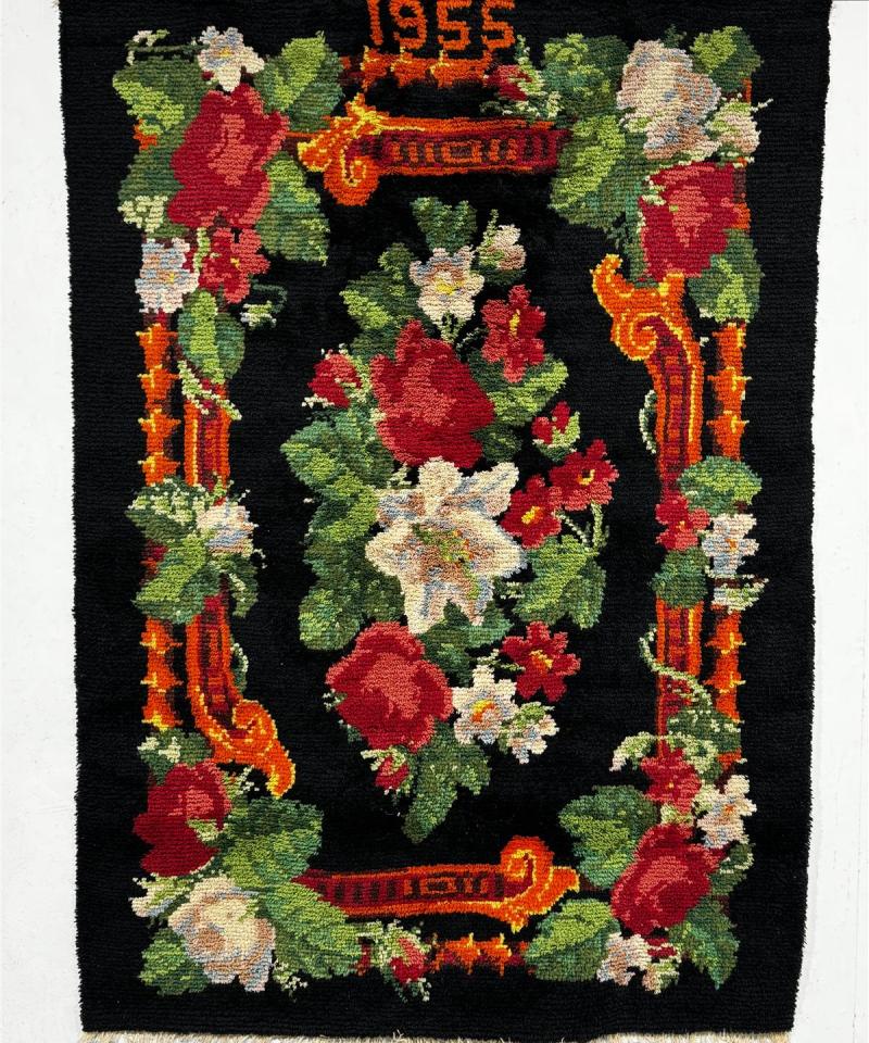 Ryijy 1955 kukkakoriste 124x170