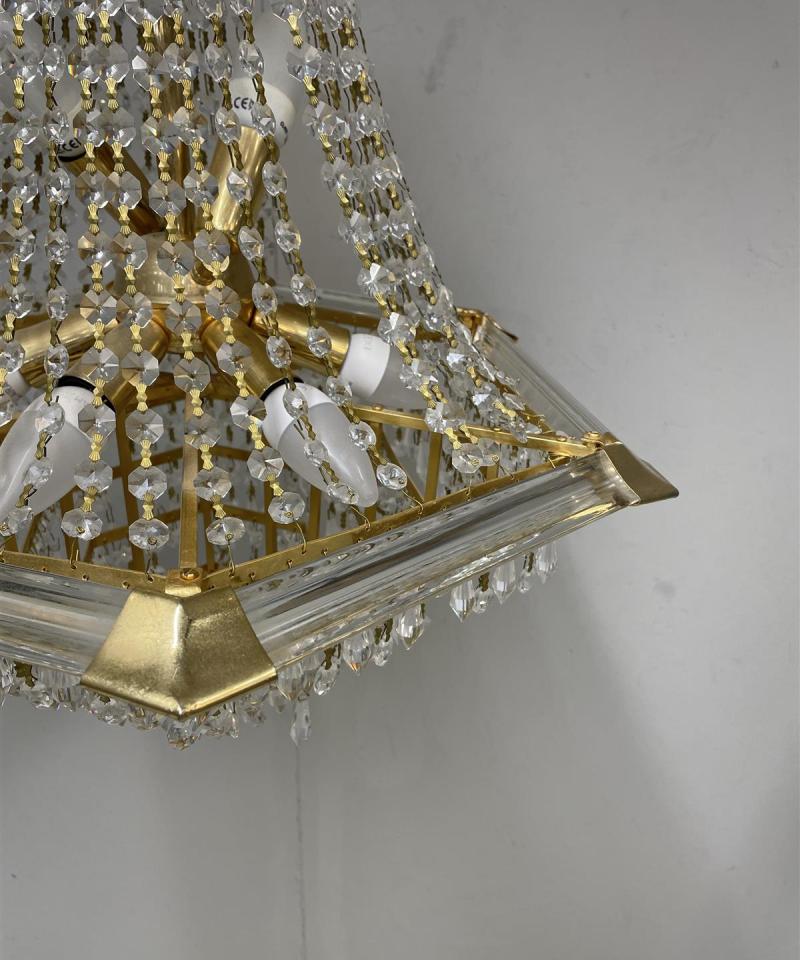 Vintage Kattokruunu kristalleilla 8-valopistettä