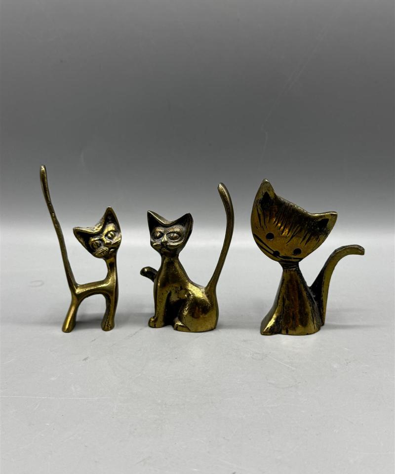 Vintage kissapatsaat messinki (3 kpl)