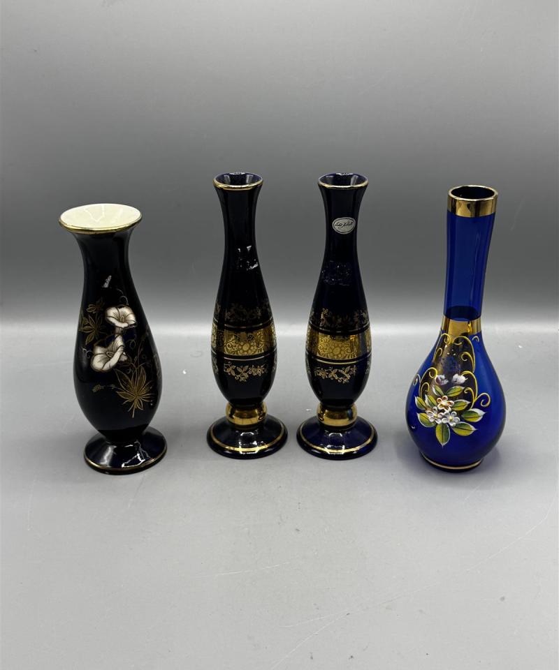 Siniset yhden kukan maljakot (4 kpl)