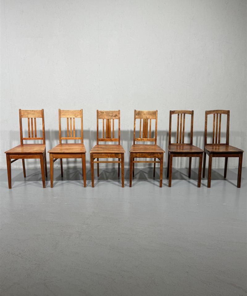 Vintage 60-luku tuolit puu ruskeat (6 kpl)