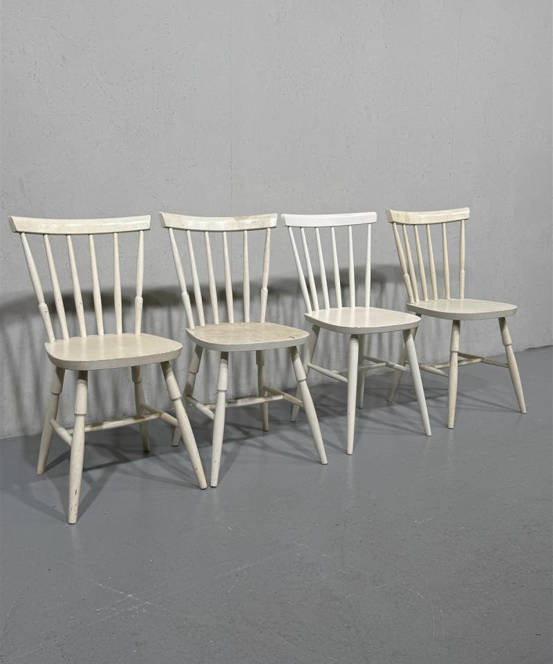 Vintage pinnatuolit, valkoiset (4 kpl)