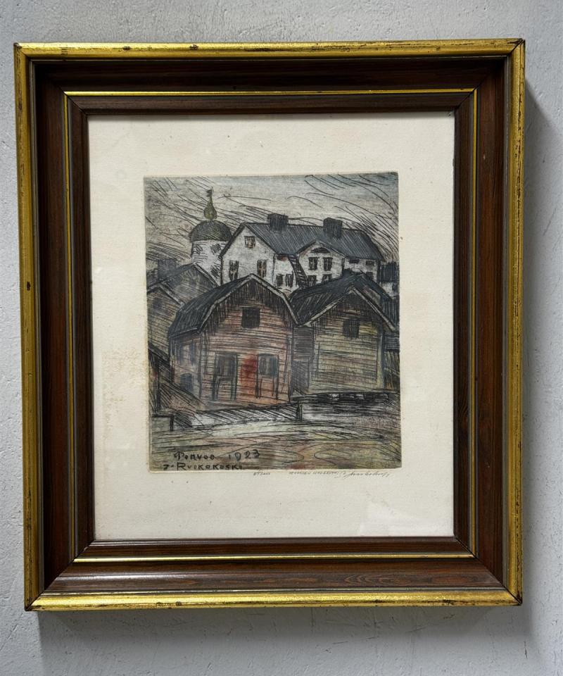 Taulu värietsaus "Porvoo 1923" Jalmari Ruokokoski