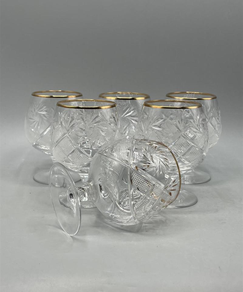 Kristalli konjakkilasit kultareunuksella 6kpl